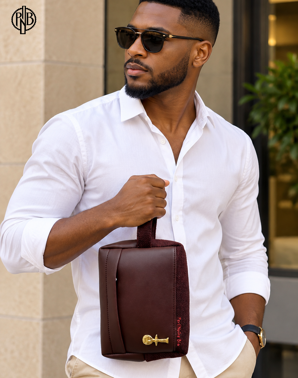 POCHETTE RAPHIA ET CUIR (POUPEE ASHANTI)